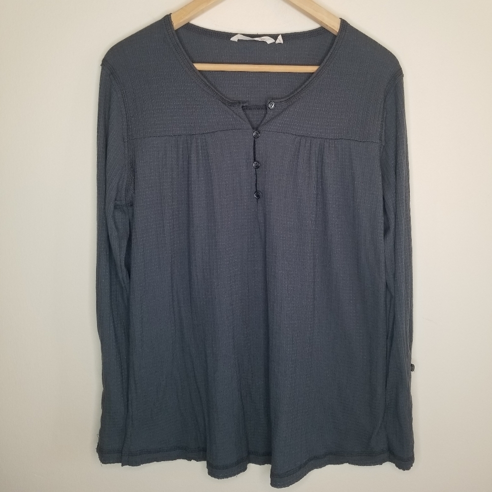 Soft Surroundings Riley Long Sleeve Blouse Gray Relaxed Boho Large - Picture 3 of 8